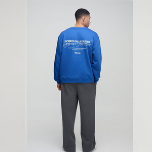 Vente en gros 100% coton sweats à col rond logo personnalisé sweats surdimensionnés unisexe brodé goutte épaule - Product Image 6