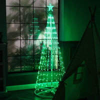 Árbol de Navidad de metal con iluminación LED dorada perfecto para decoración de fiestas en casa en interiores y exteriores