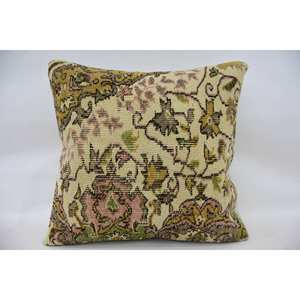 Oreiller en laine Patchwork Paisley Beige 24x24 pouces Premium Vintage carré tissé coussin décoratif canapé maison voiture Portable noël - Product Image 1