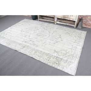 Grand tapis vintage, tapis turc 5,8x8,8 pieds, tapis en laine blanche - Product Image 4