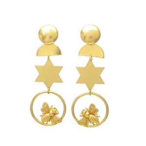 Nouvelle arrivée plaqué or longue boucle d'oreille avec étoile et moustique conception boucle d'oreille en laiton boucles d'oreilles design classique pour femmes et filles - Product Image 1