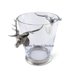 Fancy Premium Quality Standing <b>Beer</b> and Wine Storage <b>Bucket</b> Ice Chiller and Cooler Silver Color Reindeer Design Handmade <b>Buckets</b> - Product Image 5