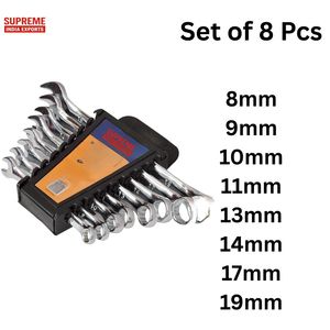 ชุดประแจแหวน 8 ชิ้น แบบวงรี ผลิตจากเหล็ก CRV ชุบโครเมียม ทนทาน ขนาดเมตริกและ SAE สำหรับงาน OEM - Product Image 2