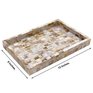 สีน้ําตาลแม่มุกเสิร์ฟถาดออกแบบล่าสุดบ้านโรงแรมบนโต๊ะอาหารจัดเลี้ยงถาดอาหารถาดขนมหวานโดยอินเดียโลหะโลก - Product Image 4