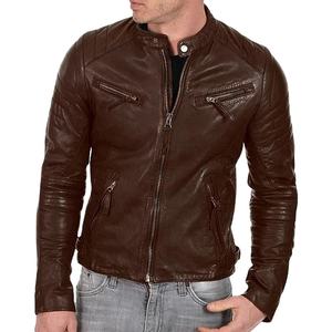 Chaqueta de cuero genuino de invierno para hombre, lona transpirable, diseño sólido, calle alta, ajuste holgado, cierre de cremallera, logotipo frontal diferente - Product Image 5
