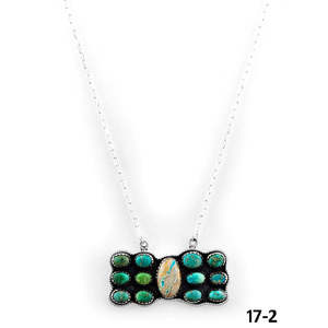 Collier artisanal en turquoise et argent sterling à motif géométrique du sud-ouest - Product Image 2