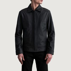 Precios al por mayor para la elegante chaqueta de cuero genuino negro mate para los hombres de cuero genuino OEM personalizado disponible - Product Image 4