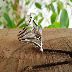 Bague en pierres précieuses de Labradorite naturelle de haute qualité pour bijoux 925 en argent Sterling bijoux en gros bague faite à la main - Product Image 1