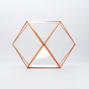 2025 Latest Multipurpose Glass Terrarium Decorative <b>Copper</b> Metal Rim Tempered Glass <b>Candle</b> & Plants <b>Holder</b> - Product Image 4