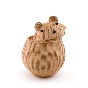Recién llegado, cestas de almacenamiento en forma de oso para niños, juguetes y ropa, cesta en forma de animal de ratán natural - Product Image 3