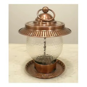 Comedero de pájaros de Metal con acabado de cobre antiguo, cúpula de cristal con anillo colgante de pájaro para interior, exterior, balcón, jardín, comedero para pájaros - Product Image 5