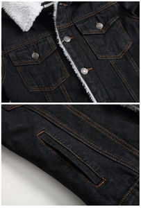 Wholesale breathable Winter Denim Jeans <b>Jacket</b> Warm Outdoor Clothing Cotton <b>Sherpa</b> Lined Denim <b>Trucker</b> <b>Jacket</b> for man oem - Product Image 6
