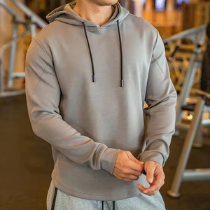 Custom Logo Autumn <b>Mens</b> Athletic Fit Gym Fleece Hoodie Lightweight Quick Dry <b>Pullover</b> with Drawstring Hood OEM Fitness Hoodies - Product Image 2