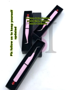 New 45/90/Curve Pink Color Powder Coating Back Side <b>Doll</b> Eyelash Extension Tweezers Anti-Static Fine Tip 10mm Length Stainless - Product Image 6