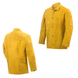 Chaqueta de Soldadura de Cuero Ignífuga, Ropa de Trabajo de Soldador Resistente al Fuego, Chaqueta de Cuero Vacuno Dividido de Seguridad para Soldadura con Costuras de Kevlar - Product Image 3
