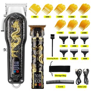 Tondeuse à cheveux professionnelle sans fil pour barbier, kit de tondeuse à lame en T, écran LED, lames en acier inoxydable, IPX7, USB, pour hommes - Product Image 5