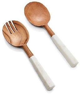 Juego de servidores de ensalada con mango de resina de cuerno de búfalo, juego de herramientas de cocina de madera de mango de Acacia Natural disponible hecho en La India - Product Image 6