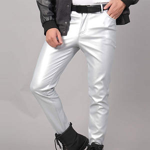 2024 hommes tendance mode jambe large pantalon en cuir couleur unie personnalisable haute toile haut fabricant élégant nouveau - Product Image 5
