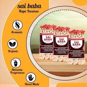Ensemble d'encens en corde Sai Baba naturel fait à la main au Népal de 3 parfums de maison naturels doux article cadeau diffuseur d'arôme de parfum incroyable - Product Image 4