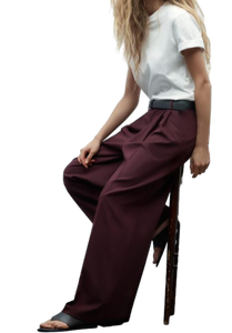 High Quality Fashionable <b>Women</b> Maroon Loose Fit <b>Trousers</b> Comfortable Pants for Travel Leisure Casual Wear Available at Low Price - Product Image 5