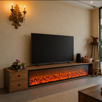 Cheminée électrique 3D intégrée avec flamme LED, décoration d'intérieur, meuble de salon, verre trempé, classe d'efficacité énergétique