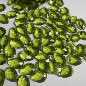 Vente en gros de pierres précieuses de quartz péridot taillé en poire pierres à facettes en forme de larme verte pour la fabrication de bijoux en quartz péridot synthétique - Product Image 2