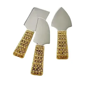 Juego de cuchillos de queso y rebanador de mantequilla de diseño antiguo, cubiertos de Cabeza de Acero inoxidable para restaurantes y uso de comedor, mango de latón - Product Image 1
