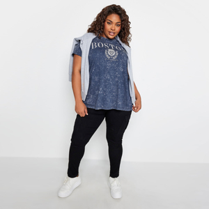 Camiseta de Mujer con Apliques y Lavado Ácido, Estilo Retro, Tela de Algodón Desgastada, Personalizable, Corte Holgado, Manga Corta, Ropa Casual de Calle para Verano - Product Image 2