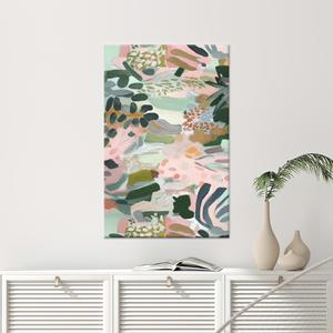 Toile imprimée botanique abstraite : Art mural floral bohème, toile enveloppée 1P - Product Image 1