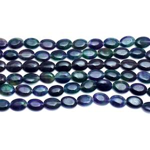 "Greenish-<b>Blue</b> Oval-Shaped Onyx <b>Beads</b> for Jewelry Making 15mm" - Product Image 3