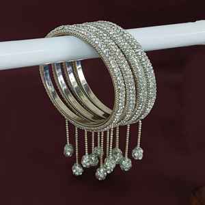 Conjunto de brazalete indio, pulsera étnica de diamantes de imitación, abalorios colgantes con borlas, conjunto de joyería de moda de Boda nupcial de cristal, blanco - Product Image 2