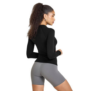Vêtements de sport à haute compression unisexes, haut de yoga à manches courtes, t-shirt de sport, tissu jersey en coton et bambou pour l'été, salle de sport - Product Image 3