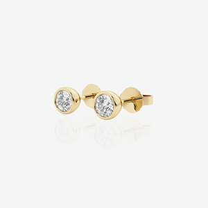 Round Cut Lab Grown Diamond Bezel Stud 9k Gold <b>Earrings</b> Elegant Diamond Jewelry for Women - Product Image 1