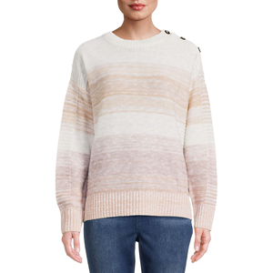 Cómodo suéter de mujer de temporada de invierno cuello redondo a rayas diseño personalizado de manga larga talla grande suéter de mujer ajustado - Product Image 5