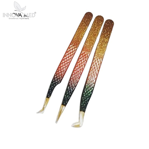 Pinzas para pestañas de acero inoxidable de alta calidad, Mango antideslizante, nueva herramienta de belleza, extensión de pestañas, puntas inclinadas rectas curvas - Product Image 4