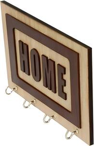 Achetez un porte-clé en bois support mural porte-clé en bois affichage porte-clé 5 crochets marron à un prix abordable - Product Image 5