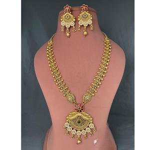 ชุดสร้อยคอจี้รูปหินชุบทองคุณภาพระดับพรีเมี่ยมสุดพิเศษพร้อมต่างหูคอลเลกชั่นสำหรับเทศกาลแต่งงานสำหรับผู้หญิง - Product Image 1