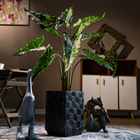 Planta Artificial de Alocasia Amazonica con Hojas Esculpidas de Vetas Intensas en Forma de Flecha, Ideal para Exhibiciones en Hoteles Boutique y Salas de Exposición