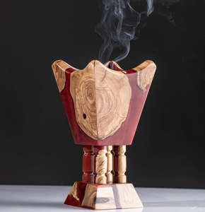 Brûleur Mabkhara en résine et bois de designer, diffuseur d'aromathérapie de luxe, fait à la main en Inde - Product Image 5