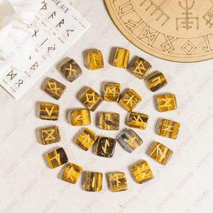 Juego de Runas de Ojo de Tigre Talladas, 25 Piezas, Feng Shui, Estilo Indio, Portátiles, Venta al Por Mayor - Product Image 3
