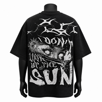 Kaos Streetwear Pria Ukuran Besar Bahan Katun Berat dengan Cetakan Grafis, Fashion Urban, Model Longgar, Bahu Jatuh, Grosir OEM