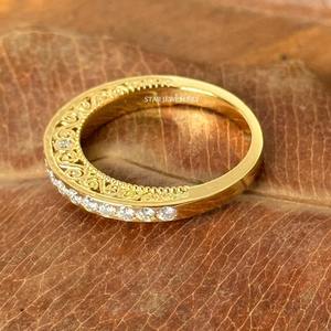 14K แหวนทหารเพชรธรรมชาติครึ่งนิรันดร์ - Product Image 1