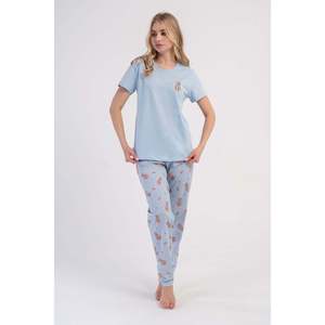 Ensemble de pyjama ovale à col rond et manches courtes KADIN P.SUPREM - Bleu - Bleu - Product Image 1