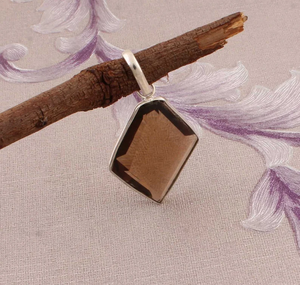 Pendentifs et breloques élégants en argent sterling 925, avec pierre précieuse en quartz brun faite à la main, plaqué or rhodié, classique pour anniversaire - Product Image 2