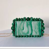 Bolso de Mano Ovalado Clásico de Resina para Niñas |   Bolso Elegante Hecho a Mano con Cadena Metálica Colgante Única - Product Image 4