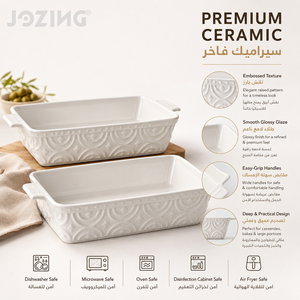 <span class=keywords><strong>Plat</strong></span> à four rectangulaire en céramique blanche JOZING, <span class=keywords><strong>plat</strong></span> à lasagnes gaufré, vaisselle de table, fournisseur de vaisselle, compatible four et lave-vaisselle - Product Image 3