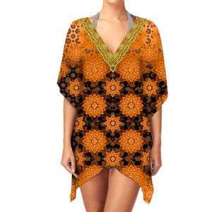 Robe caftan d'été élégante et à la mode pour femmes, col en V, une pièce imprimée numériquement pour un usage quotidien, sorties décontractées à la plage 1 - Product Image 3