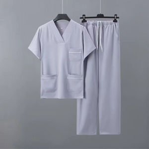 ชุดพยาบาลแขนสั้นสำหรับทุกเพศเครื่องแบบโรงพยาบาลชุดผ้ายืดสีใหม่ - Product Image 3