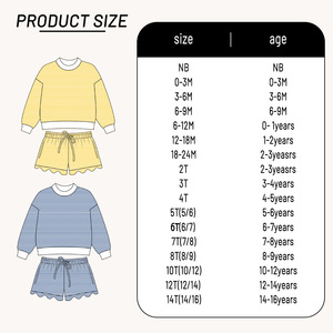 Set di Abbigliamento per Bambini in Cotone Certificato CPC e CPSIA, Maglia a Righe a Maniche Lunghe e Pantaloncini Smerlati per Viaggi e Vacanze - Product Image 4