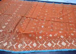 Venta caliente Exclusivo Deshi Dhakai Naranja Jamdani Sharee Tendencia para mujeres JAMDANI TELA ROJO VERDE Dorado Azul de Bangladesh - Product Image 3